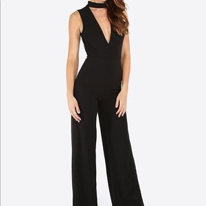 Black Jumpsuit with Deep V Neck